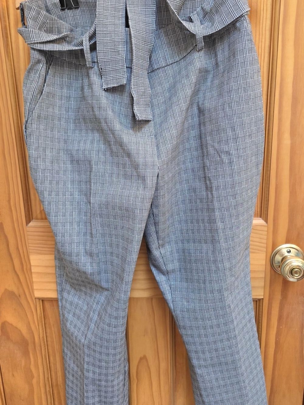 Jules & Leopold Gray Plaid Paperbag Waist Trousers